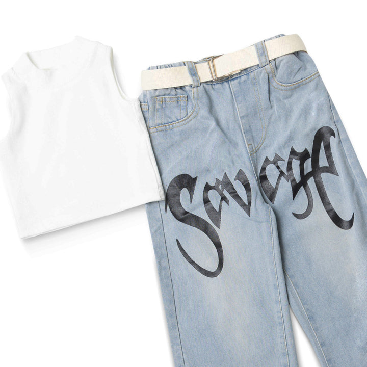 CROP TOP JEANS SET