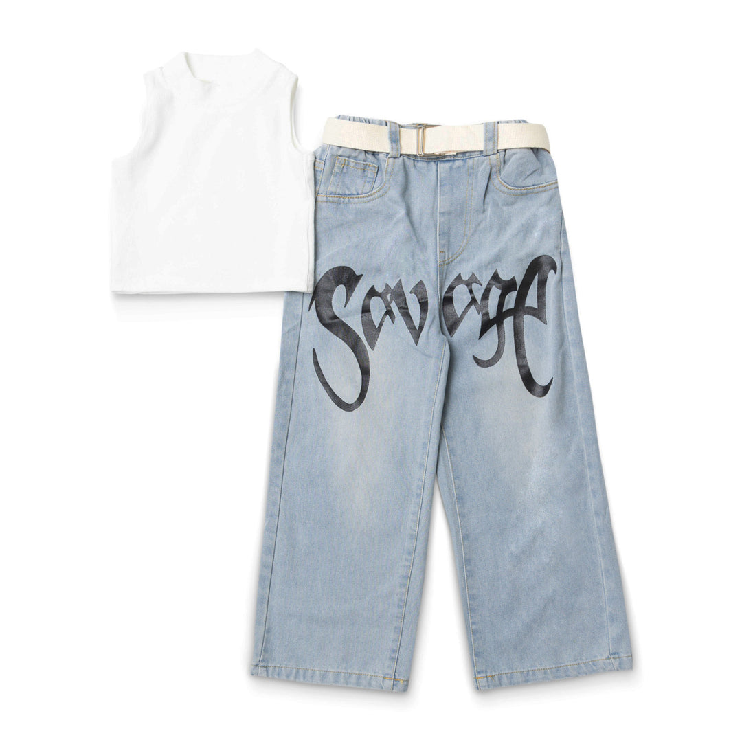 CROP TOP JEANS SET