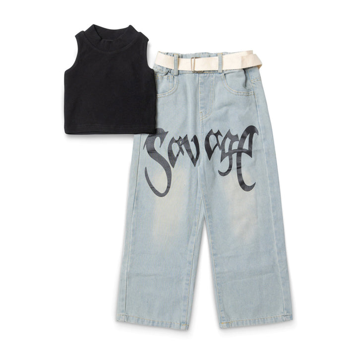 CROP TOP JEANS SET